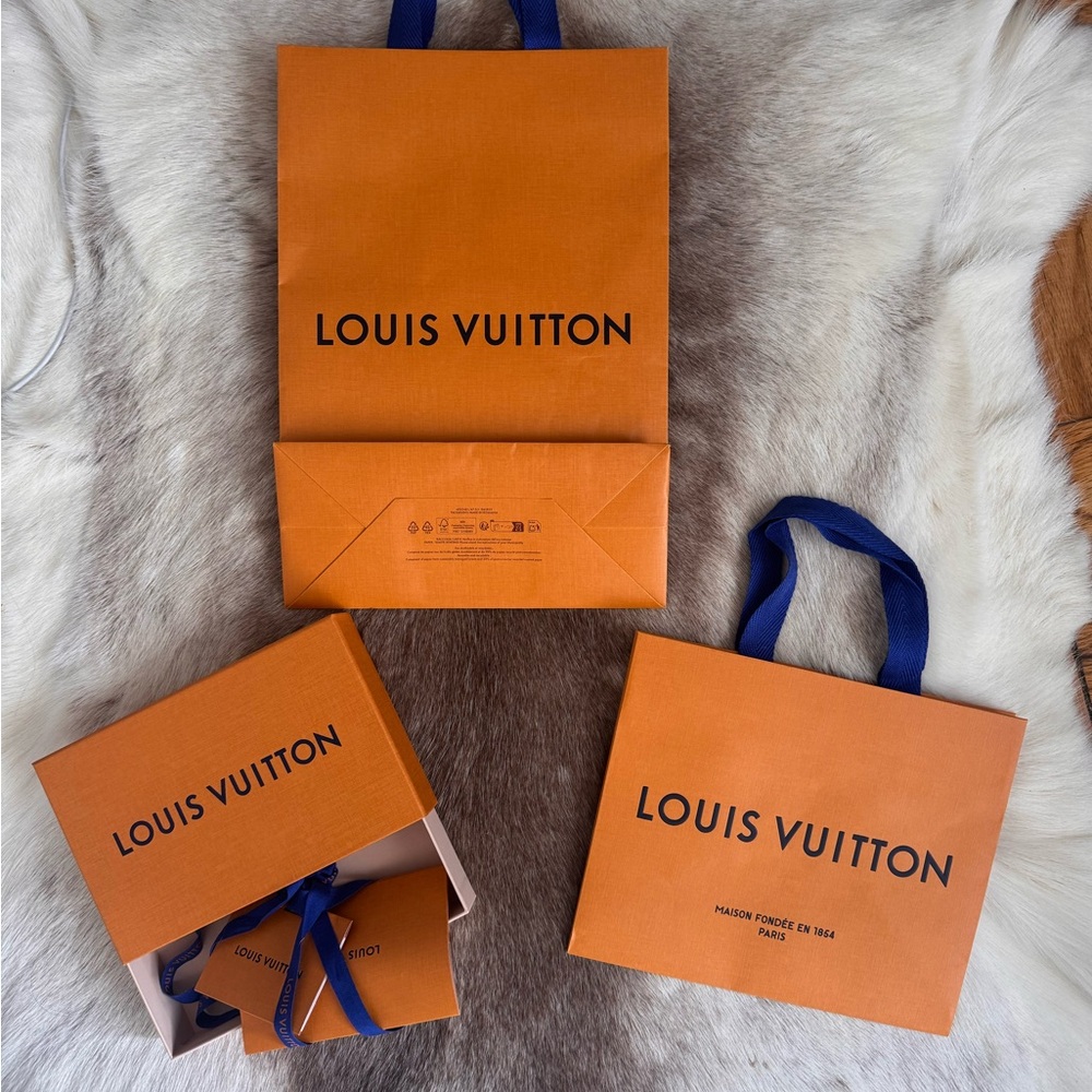 Louis Vuitton TWO shopping bags with pull out gift box and string
